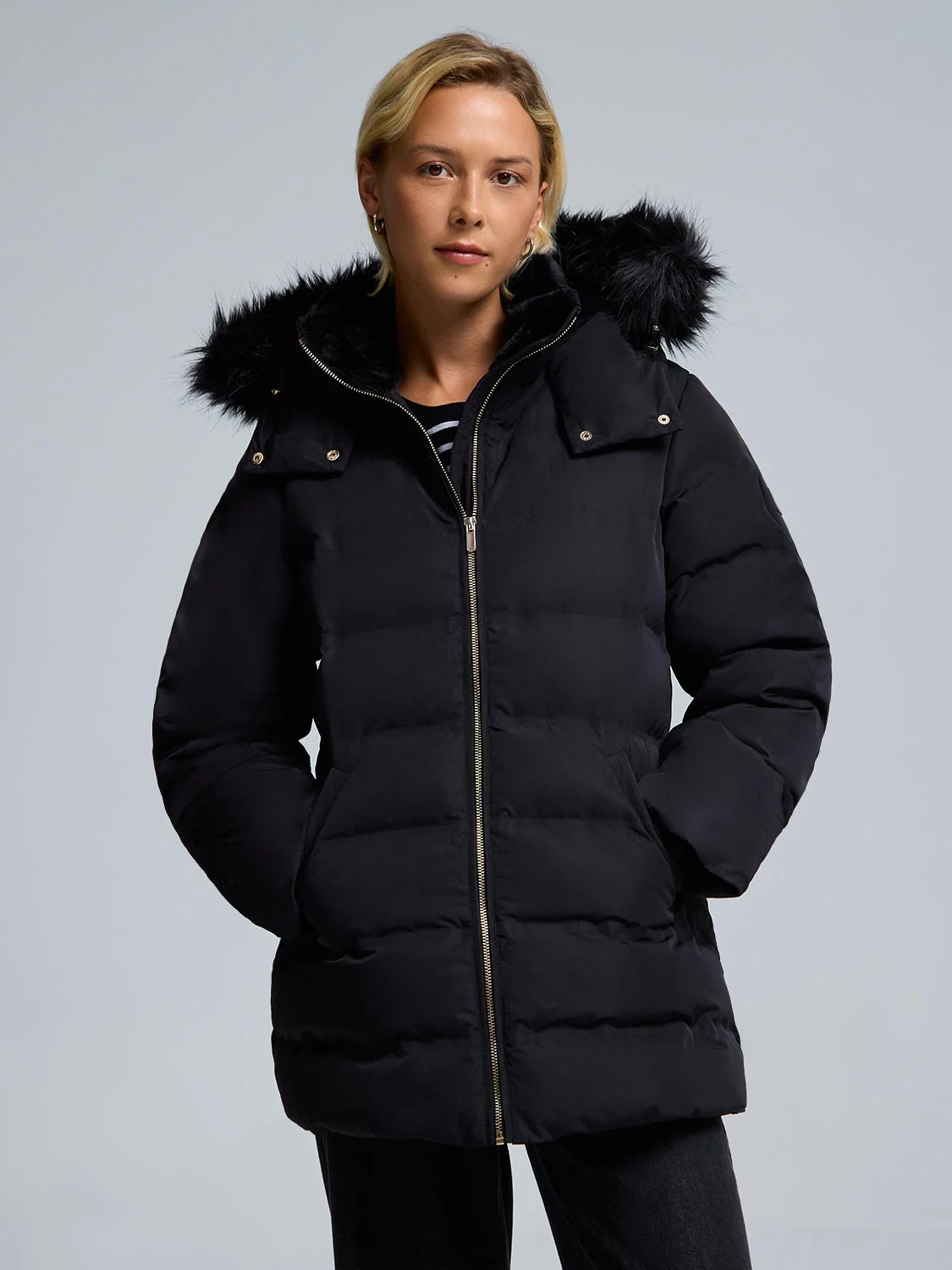 Faux Fur Hood Puffer Jacket - Image 5