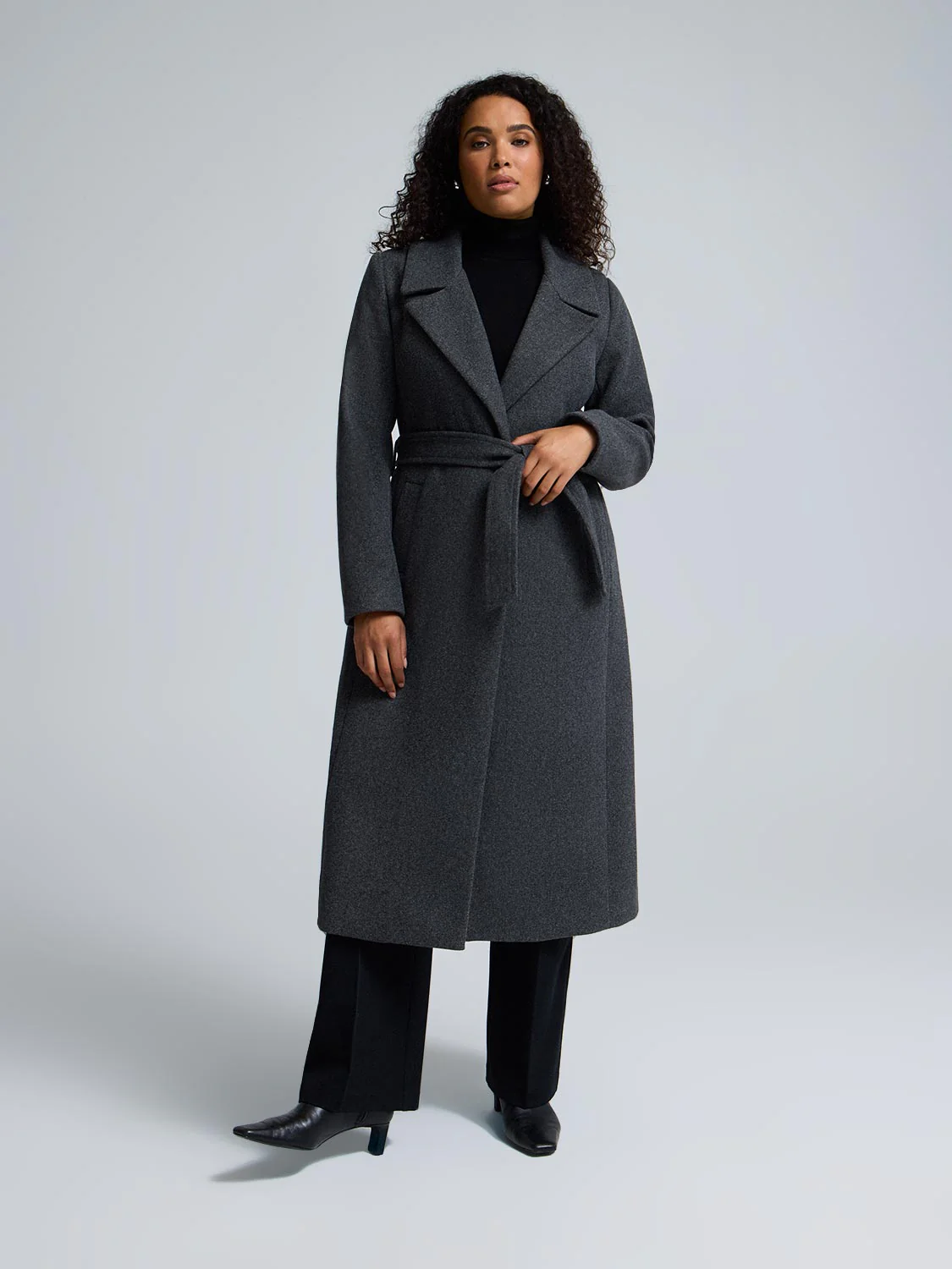 Faux Fur Collar Wrap Coat - Image 3