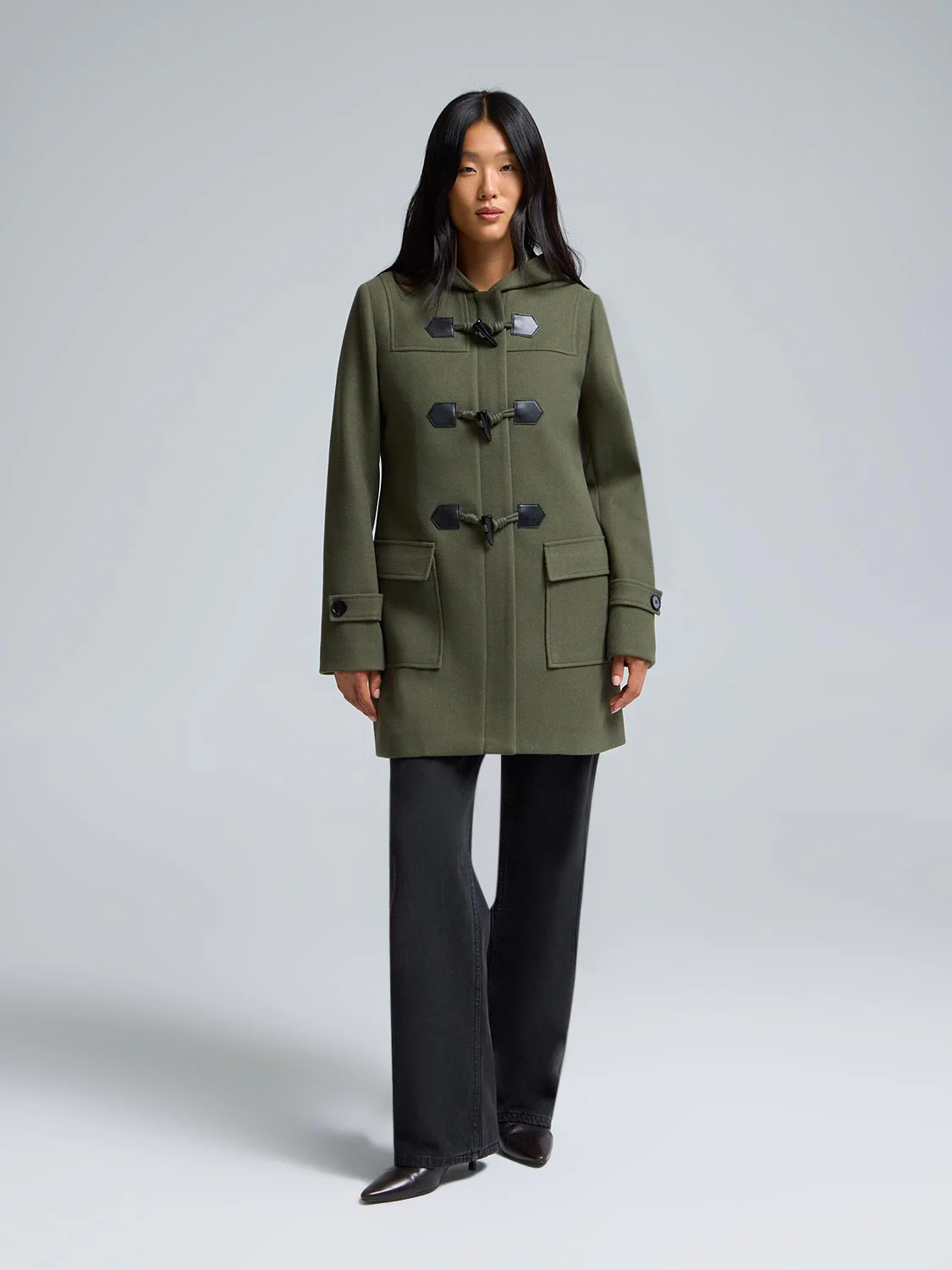 Hooded Faux Wool Trench Coat - Image 4
