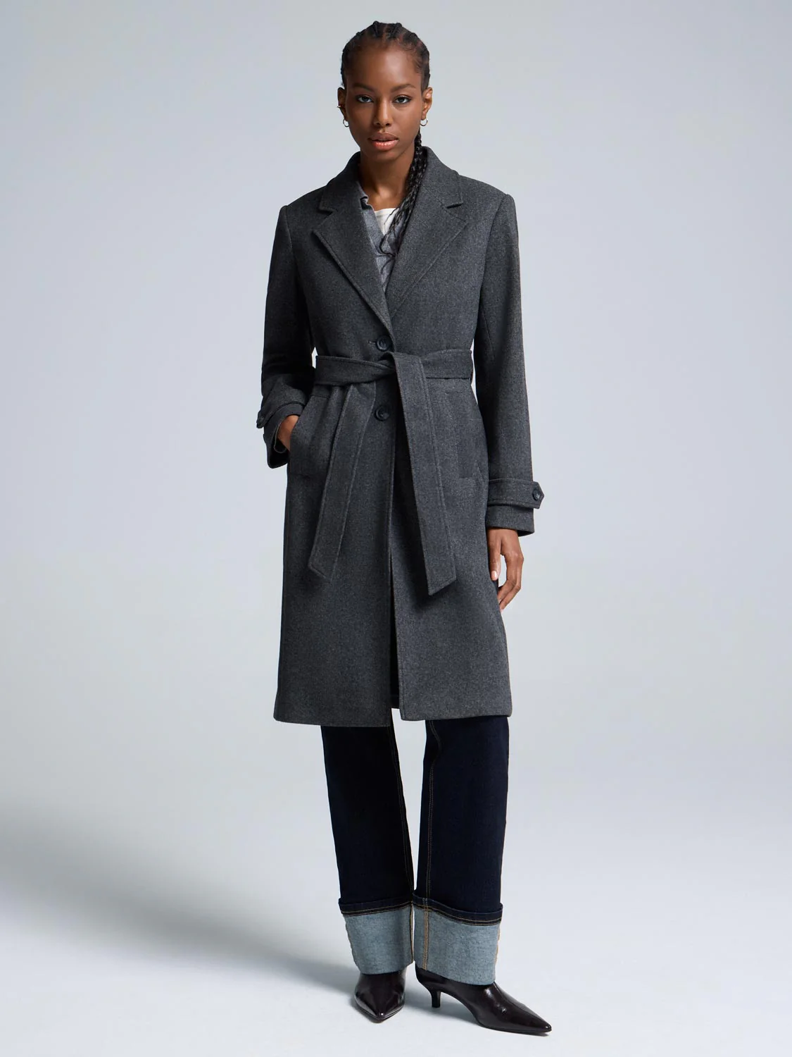 Faux Wool Wrap Coat