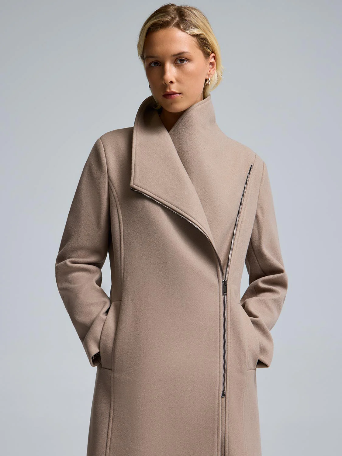 Faux Wool Asymmetrical Coat - Image 8