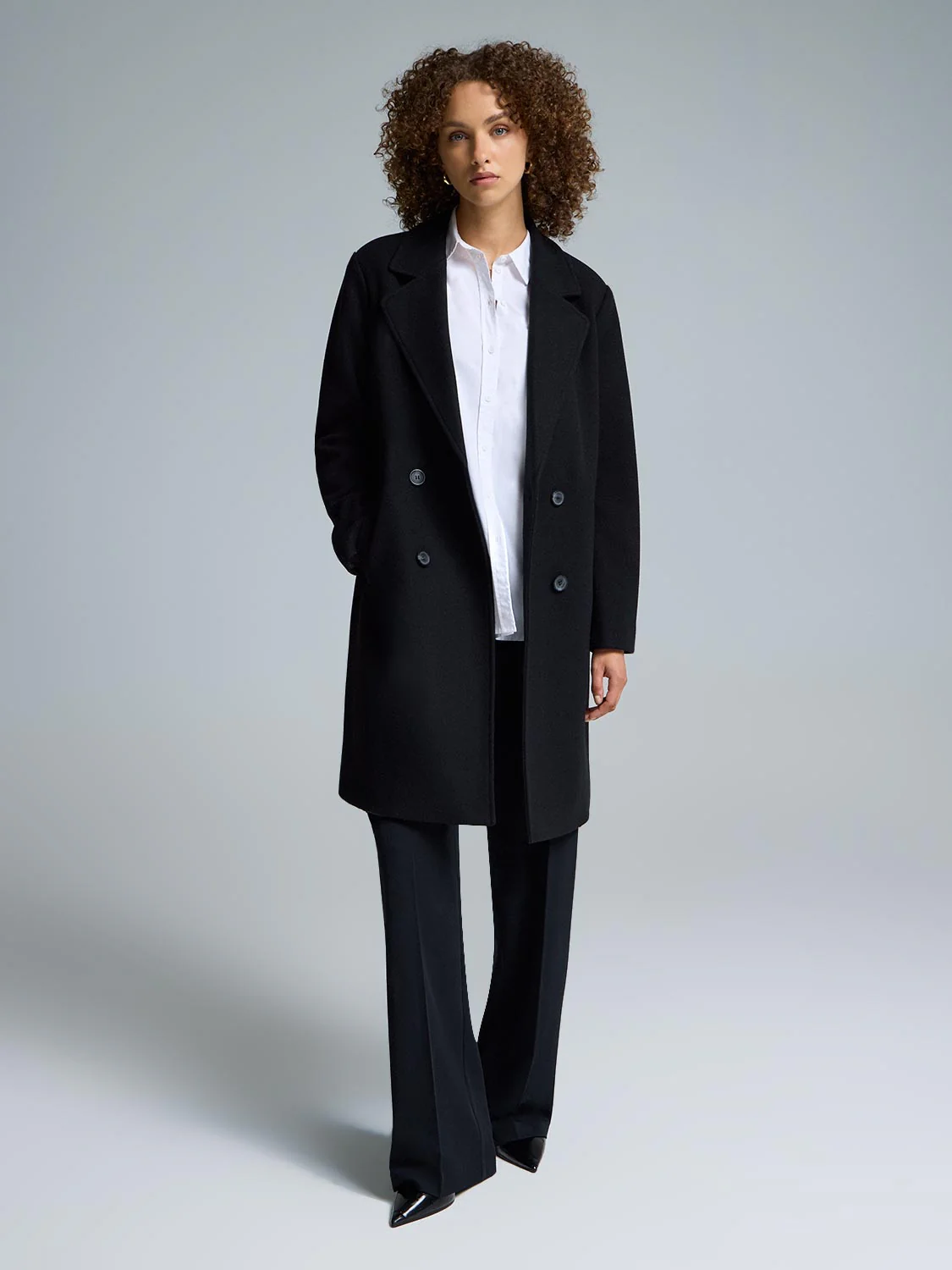 Double-Breasted Mid-Length Coat