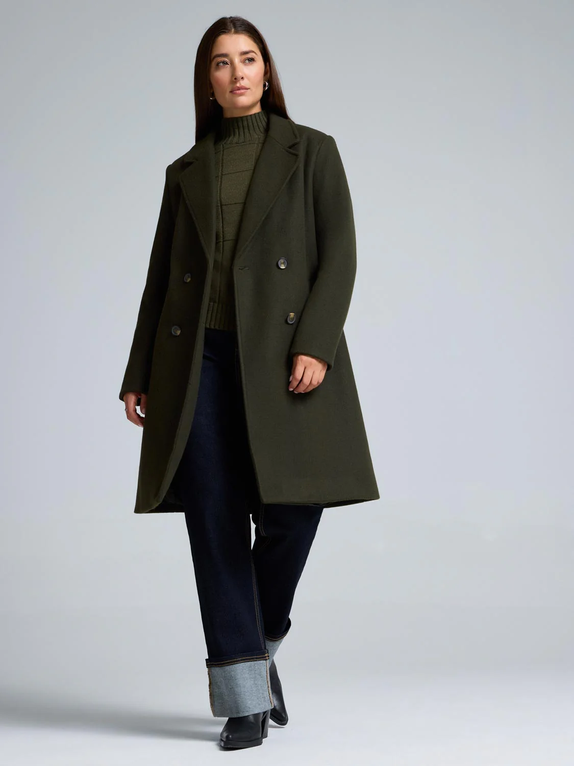 Double-Breasted Mid-Length Coat - Image 11