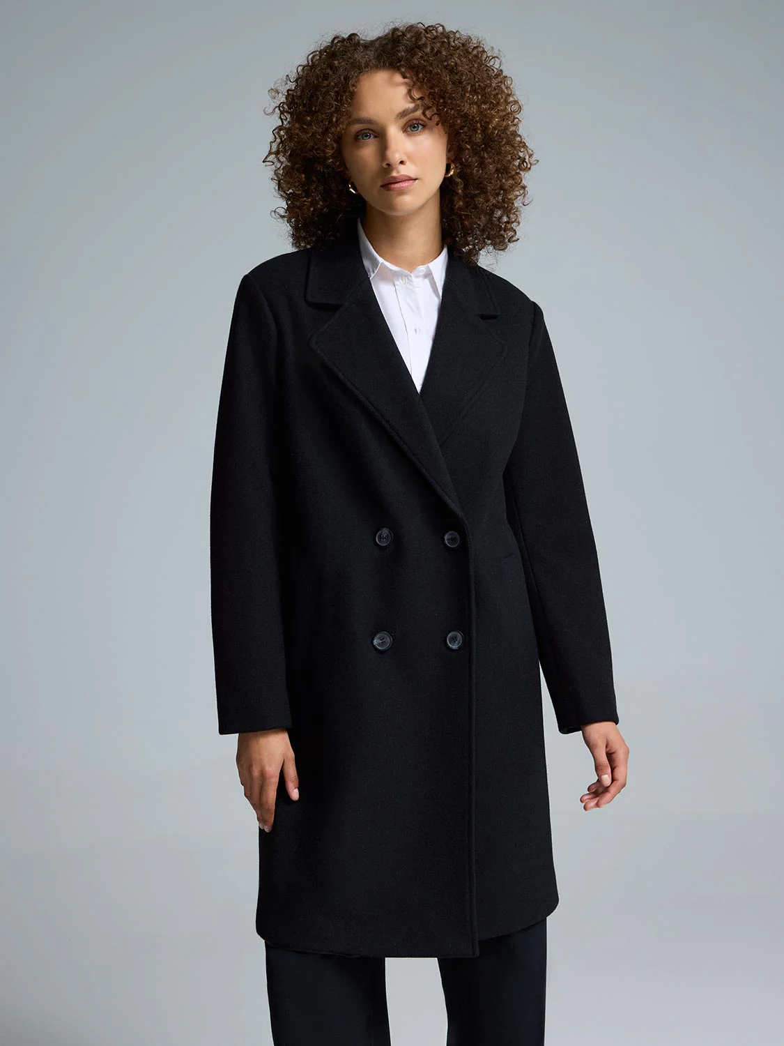 Double-Breasted Mid-Length Coat - Image 2