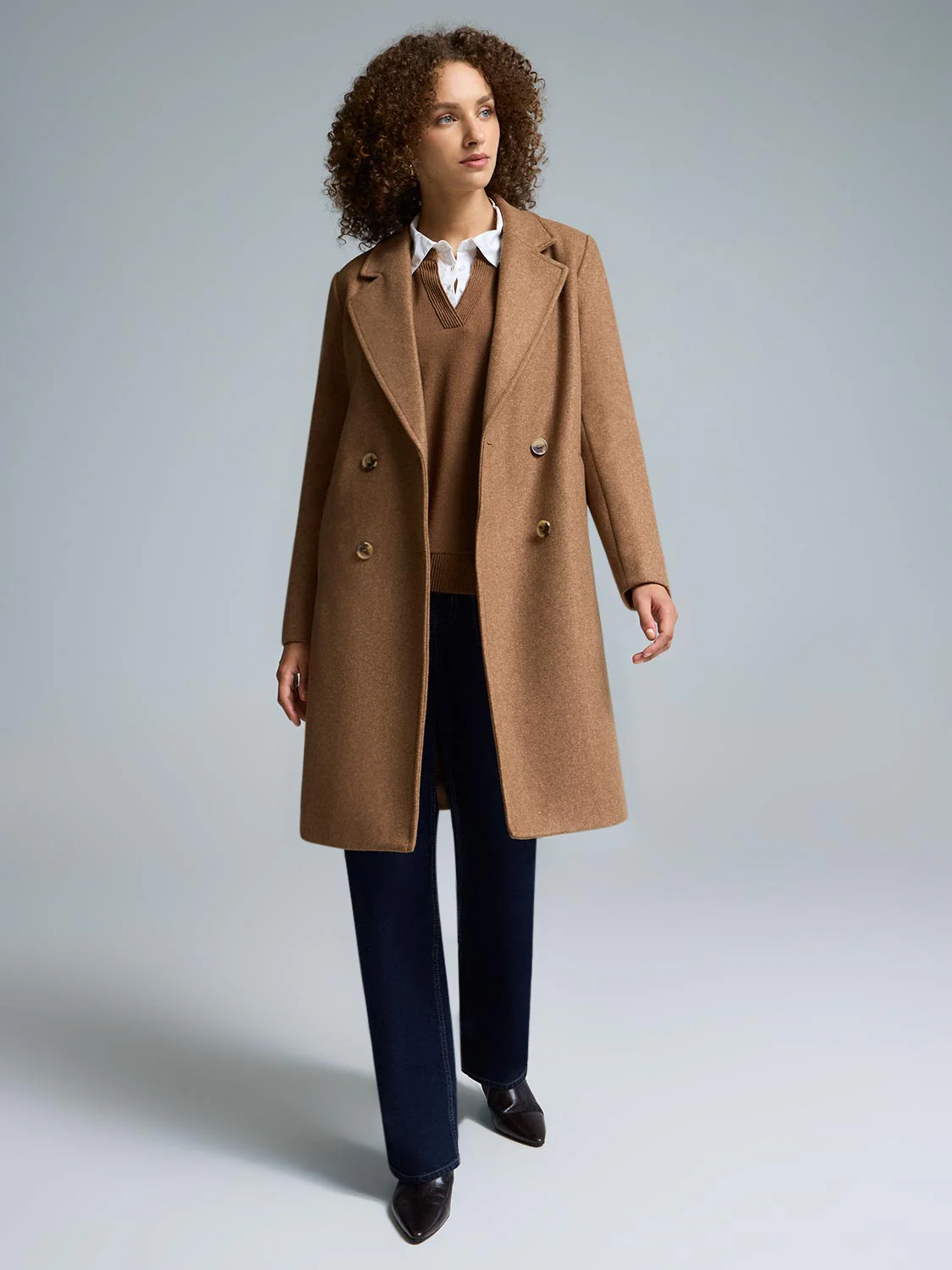 Double-Breasted Mid-Length Coat - Image 5