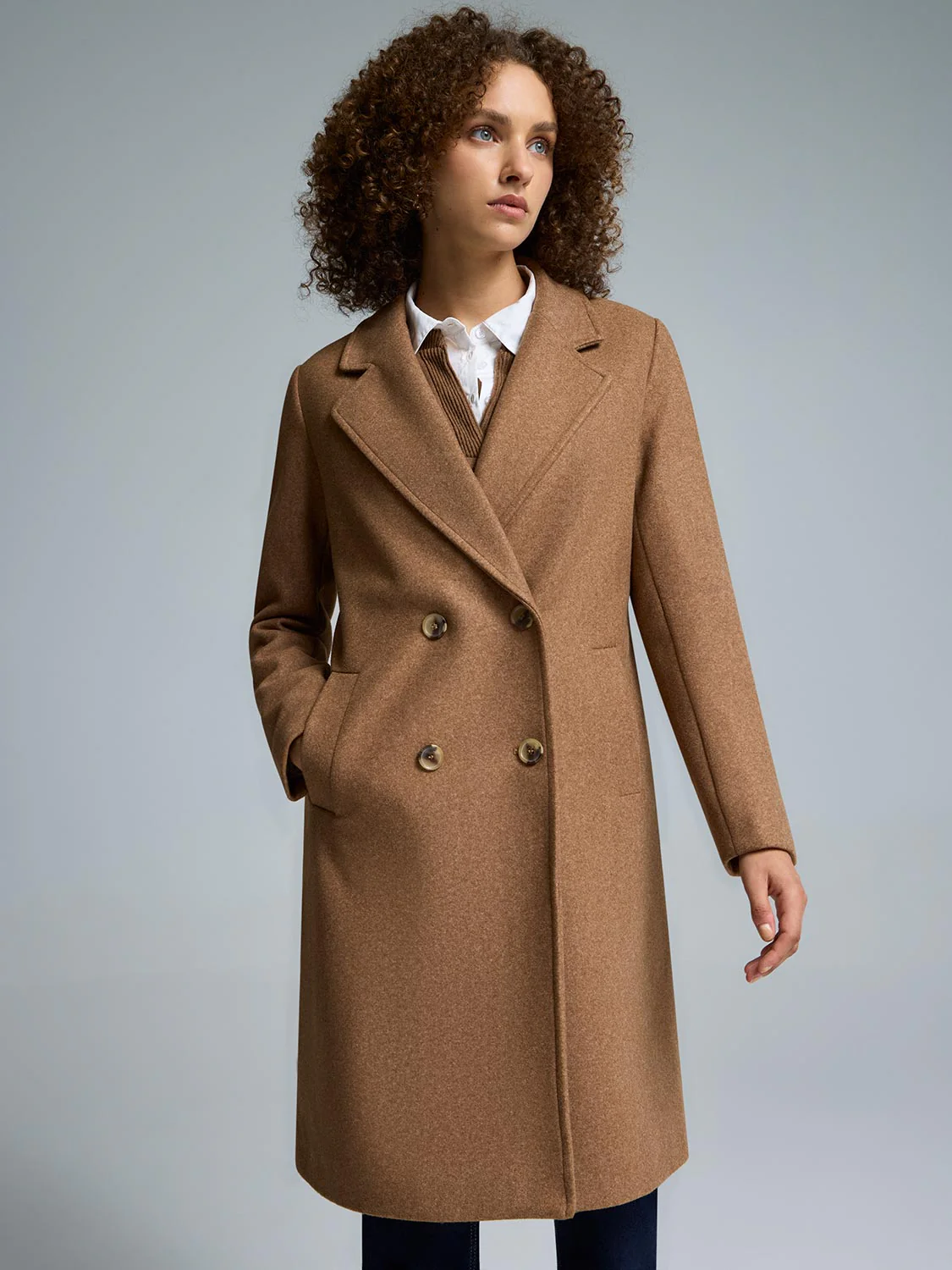 Double-Breasted Mid-Length Coat - Image 6
