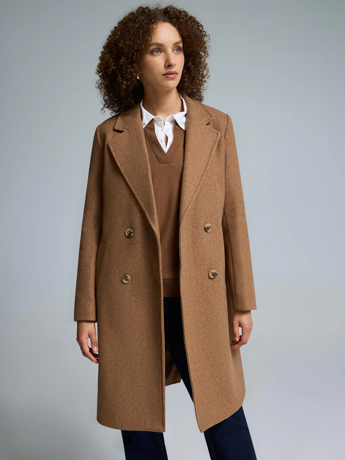Double-Breasted Mid-Length Coat - Image 7