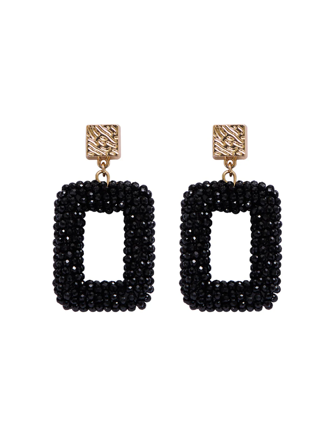 Beaded Rectangle Statement Earrings - Image 2