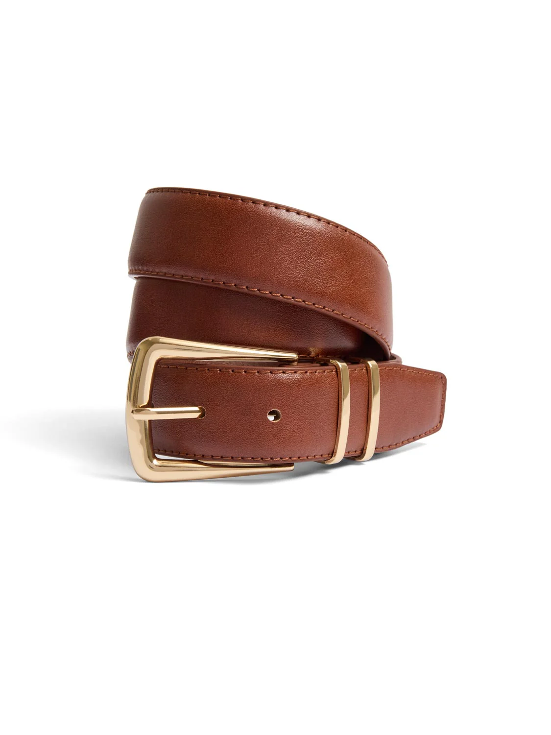 Gold Buckle Faux Leather Belt