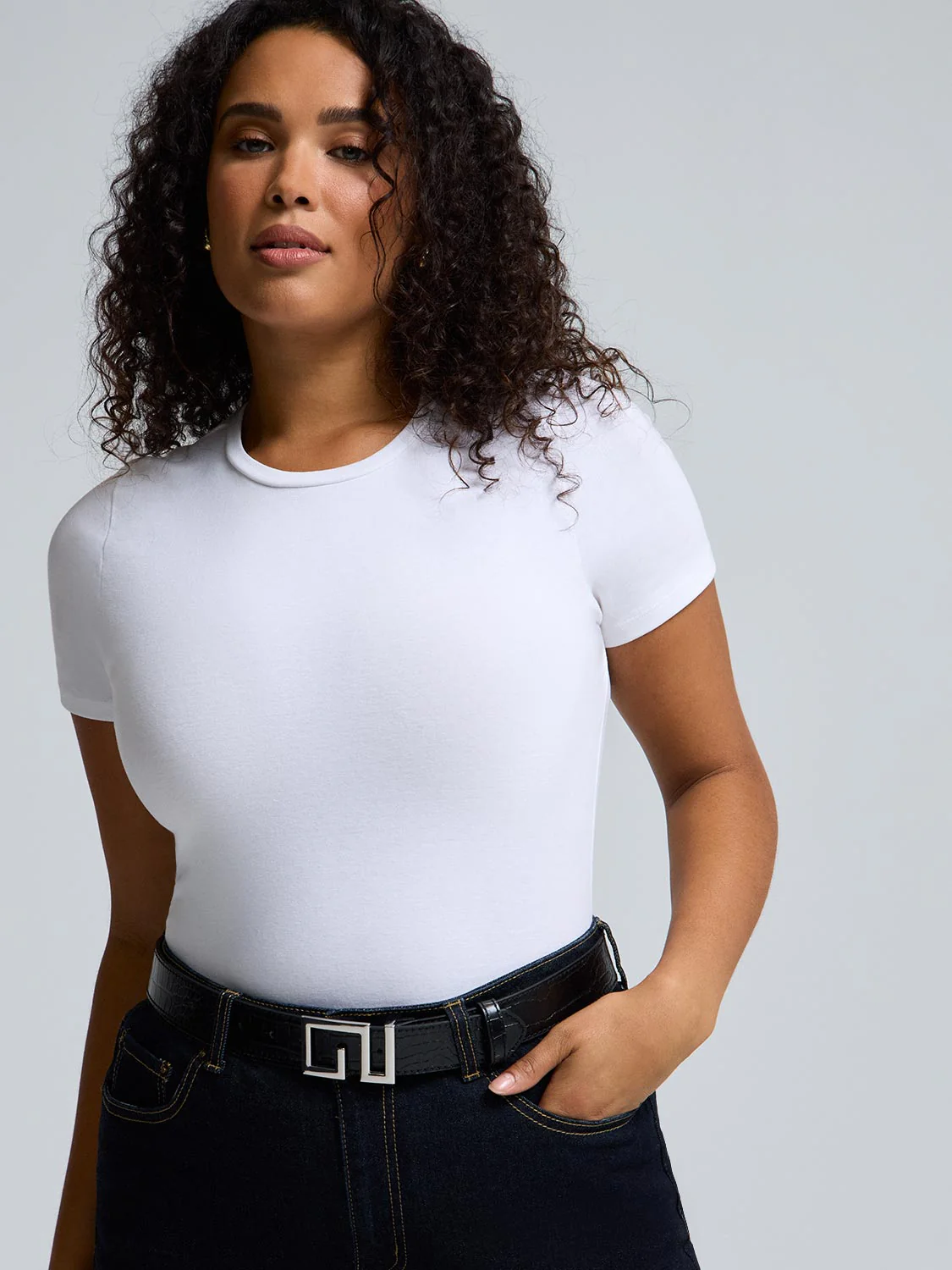 Geometric Buckle Crocodile Belt - Image 5