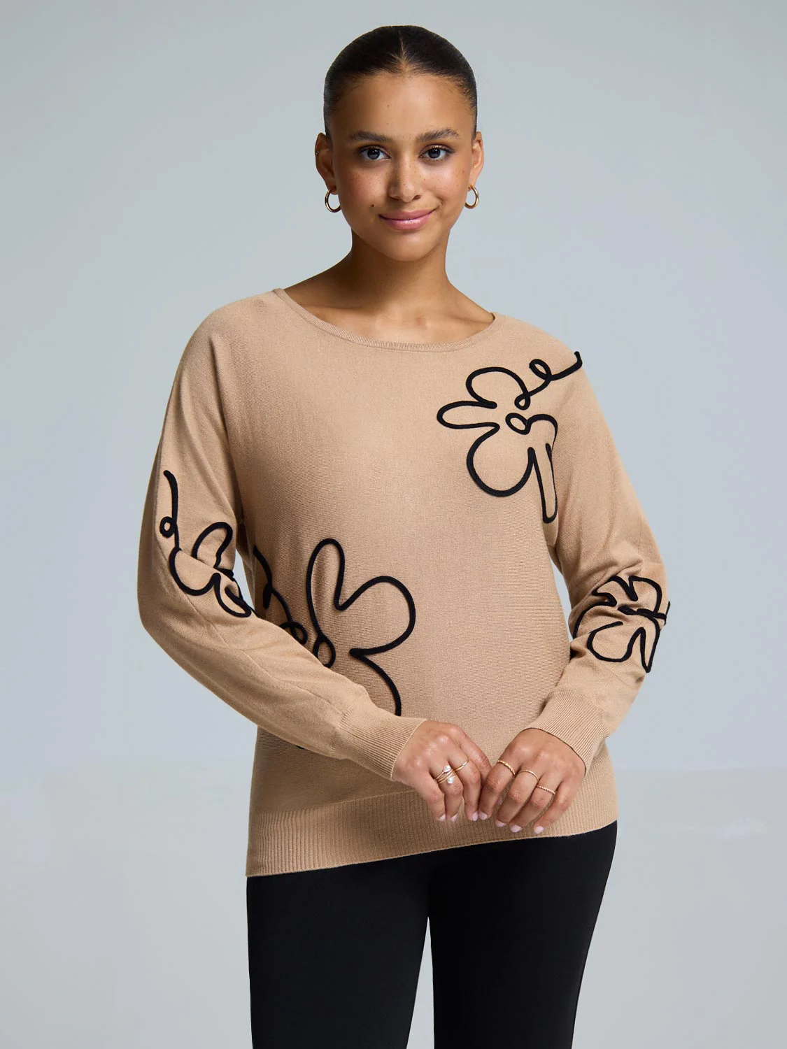 Knit Sweater With Floral Design - Image 2