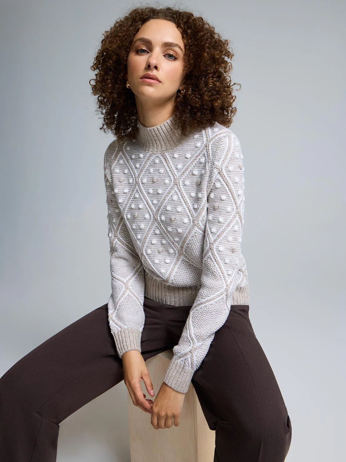 Mock Neck Pom Pom Detailed Sweater - Image 7