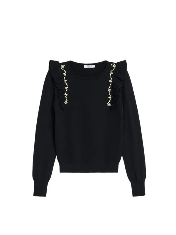 Pearl Embellished Ruffle Sweater - Image 3