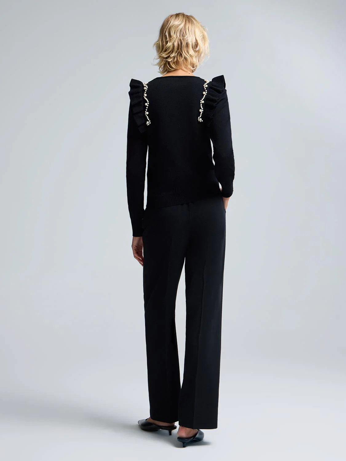 Pearl Embellished Ruffle Sweater - Image 5