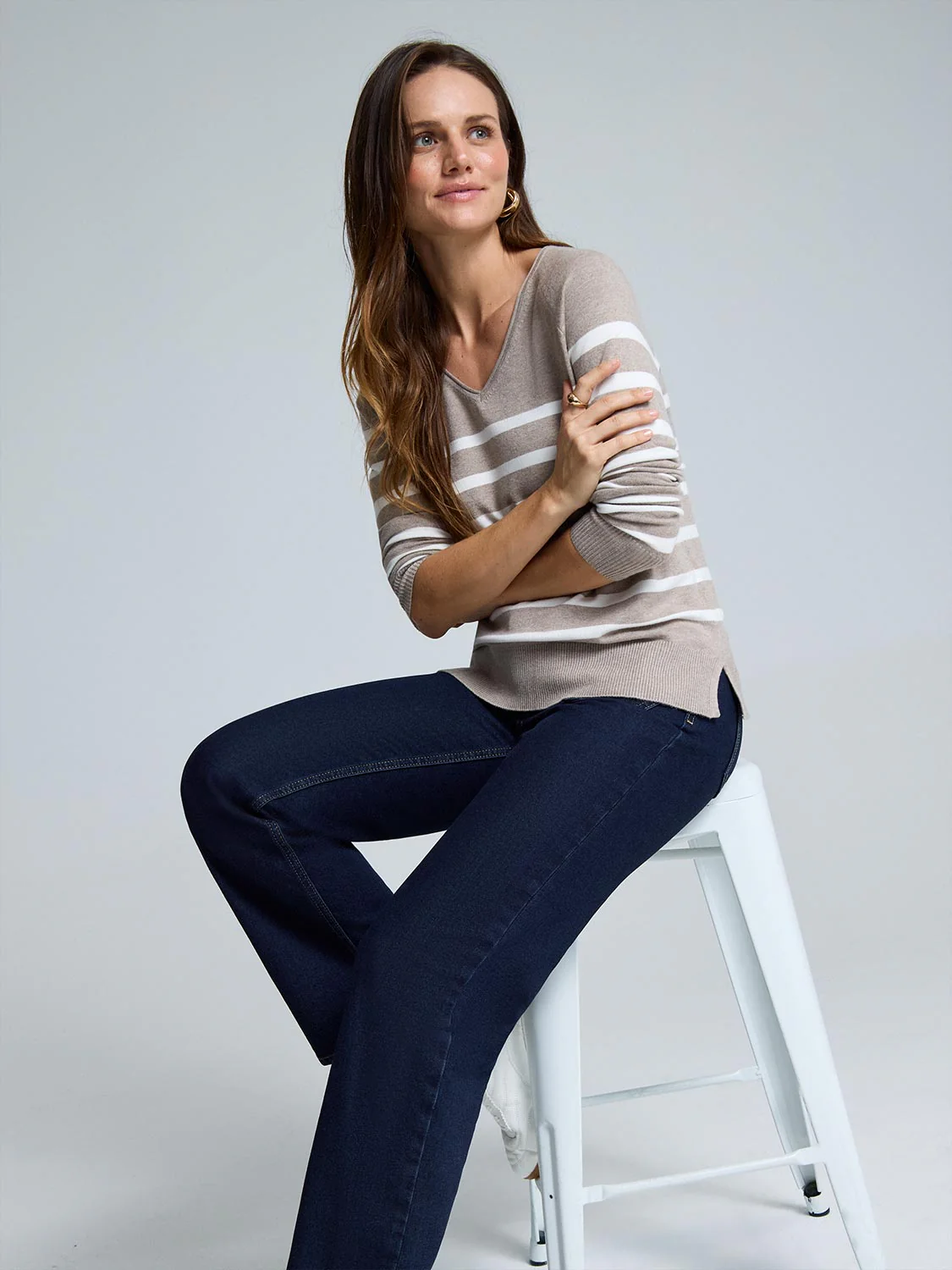 V-Neck Striped Sweater - Image 4