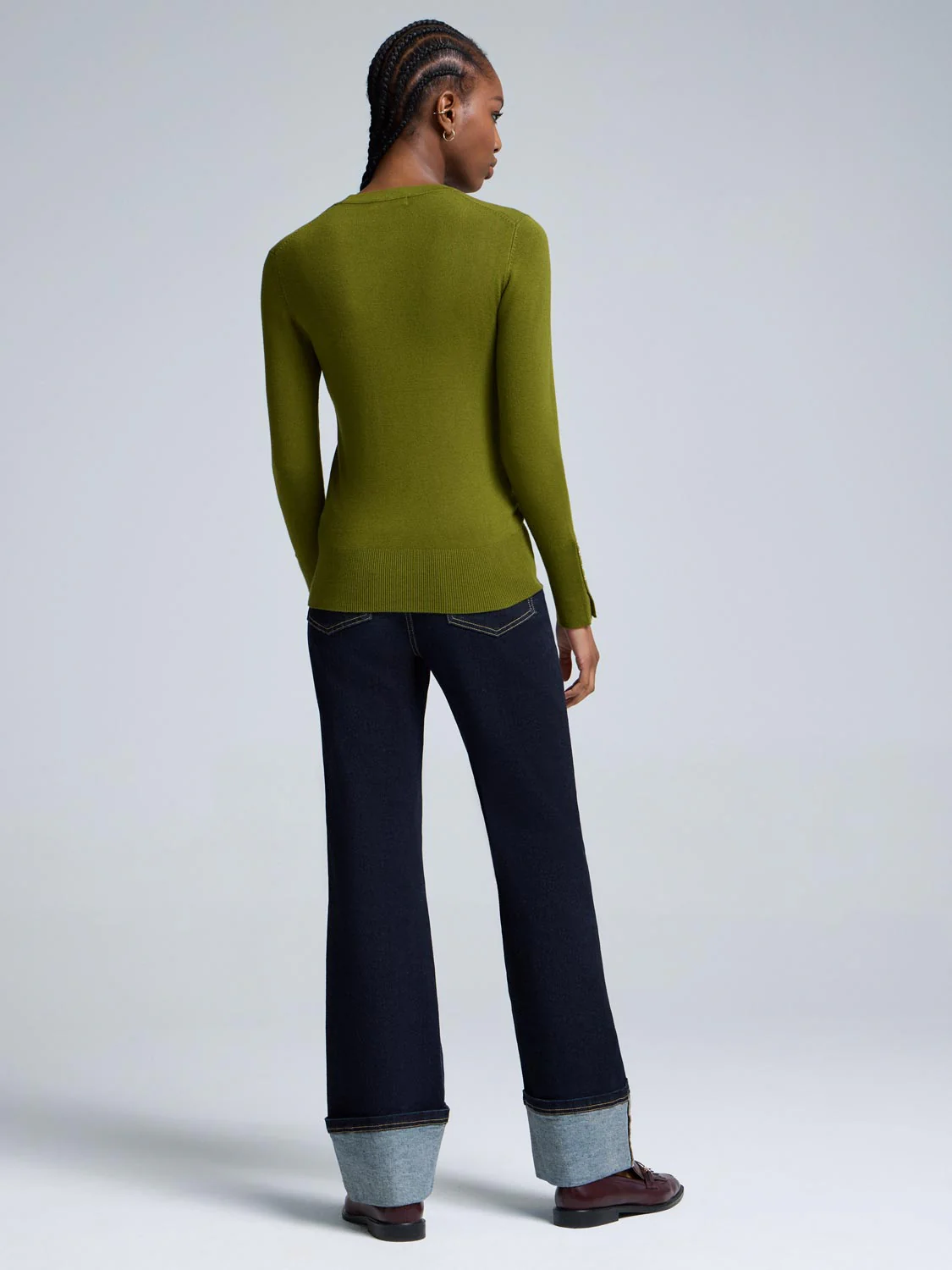 Button Detail Crew Neck Sweater - Image 4