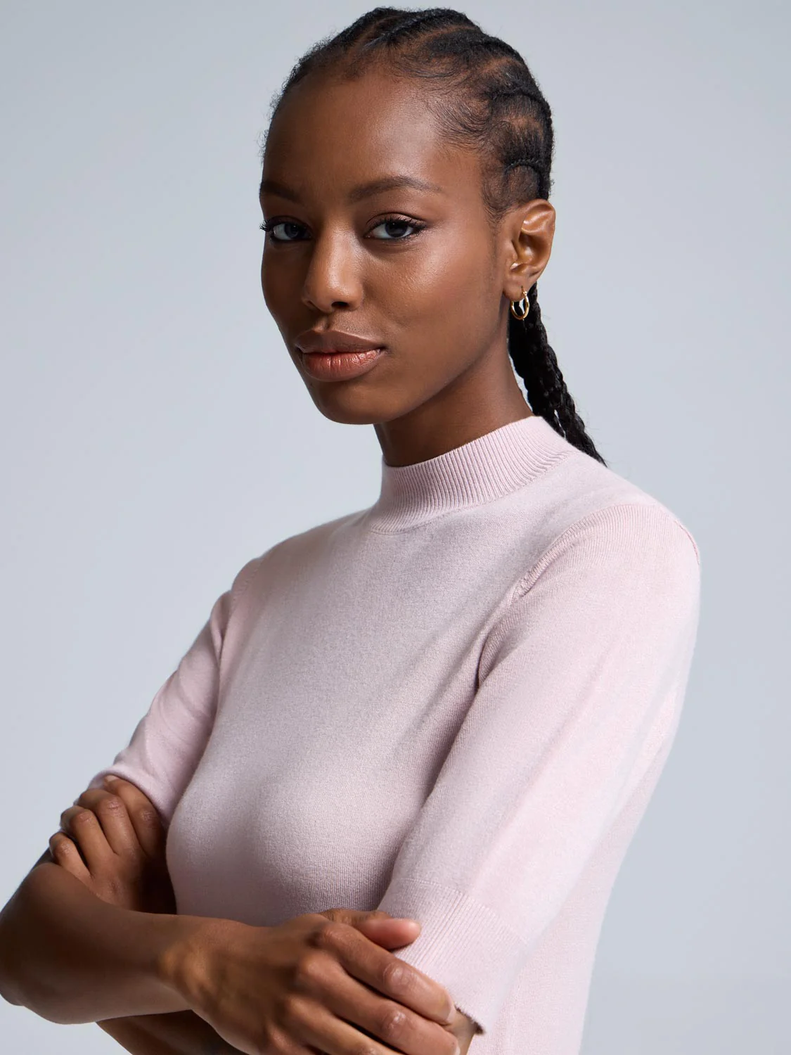 Elbow Sleeve Mock Neck Top - Image 2