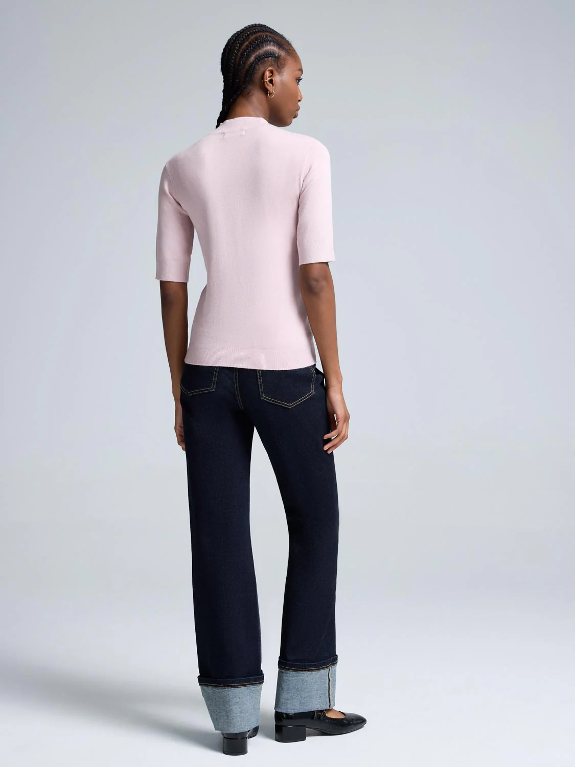 Elbow Sleeve Mock Neck Top - Image 3