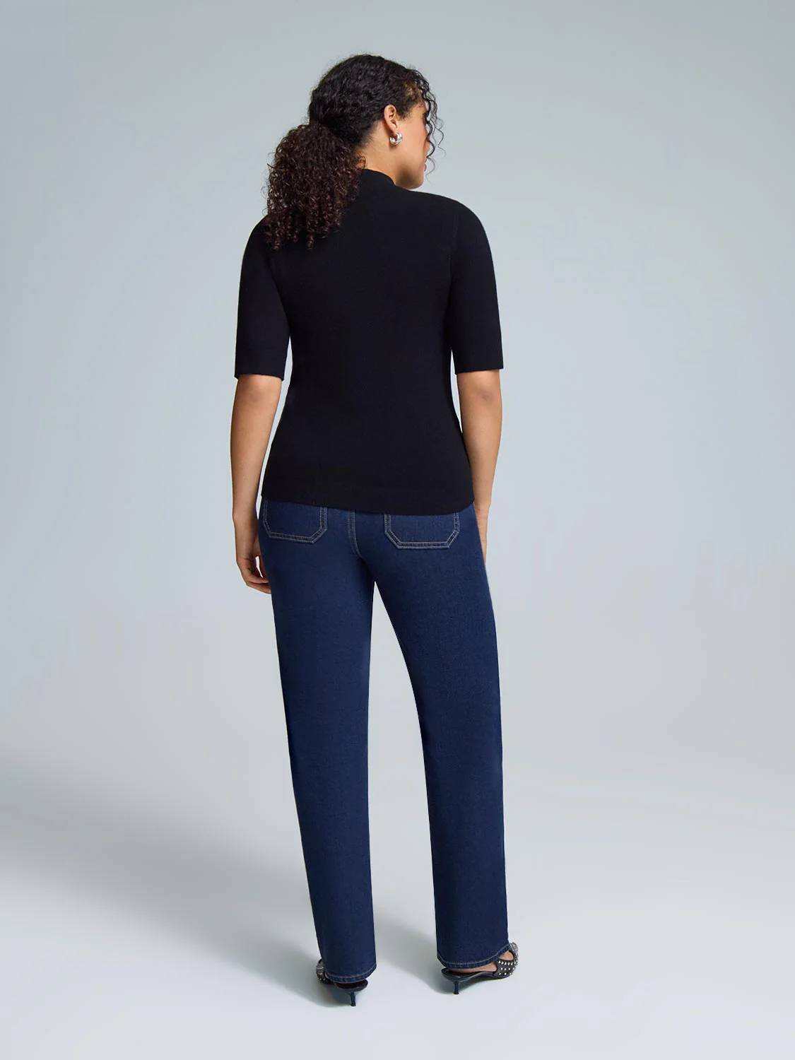 Elbow Sleeve Mock Neck Top - Image 7