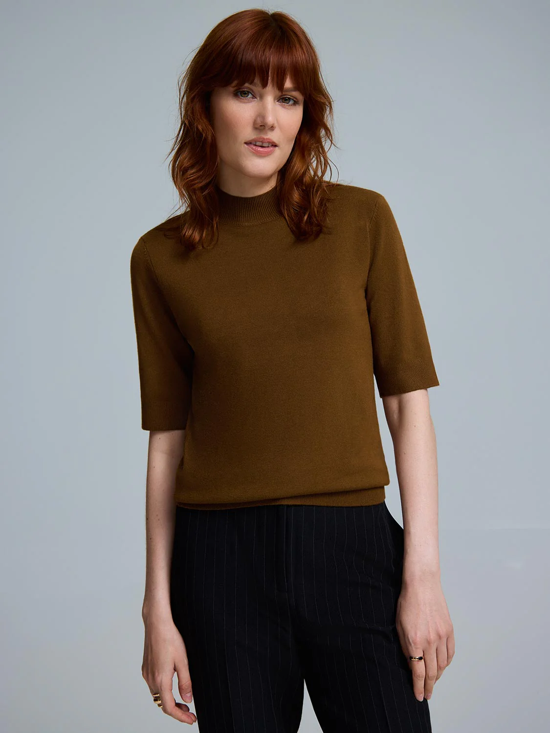 Elbow Sleeve Mock Neck Top - Image 9