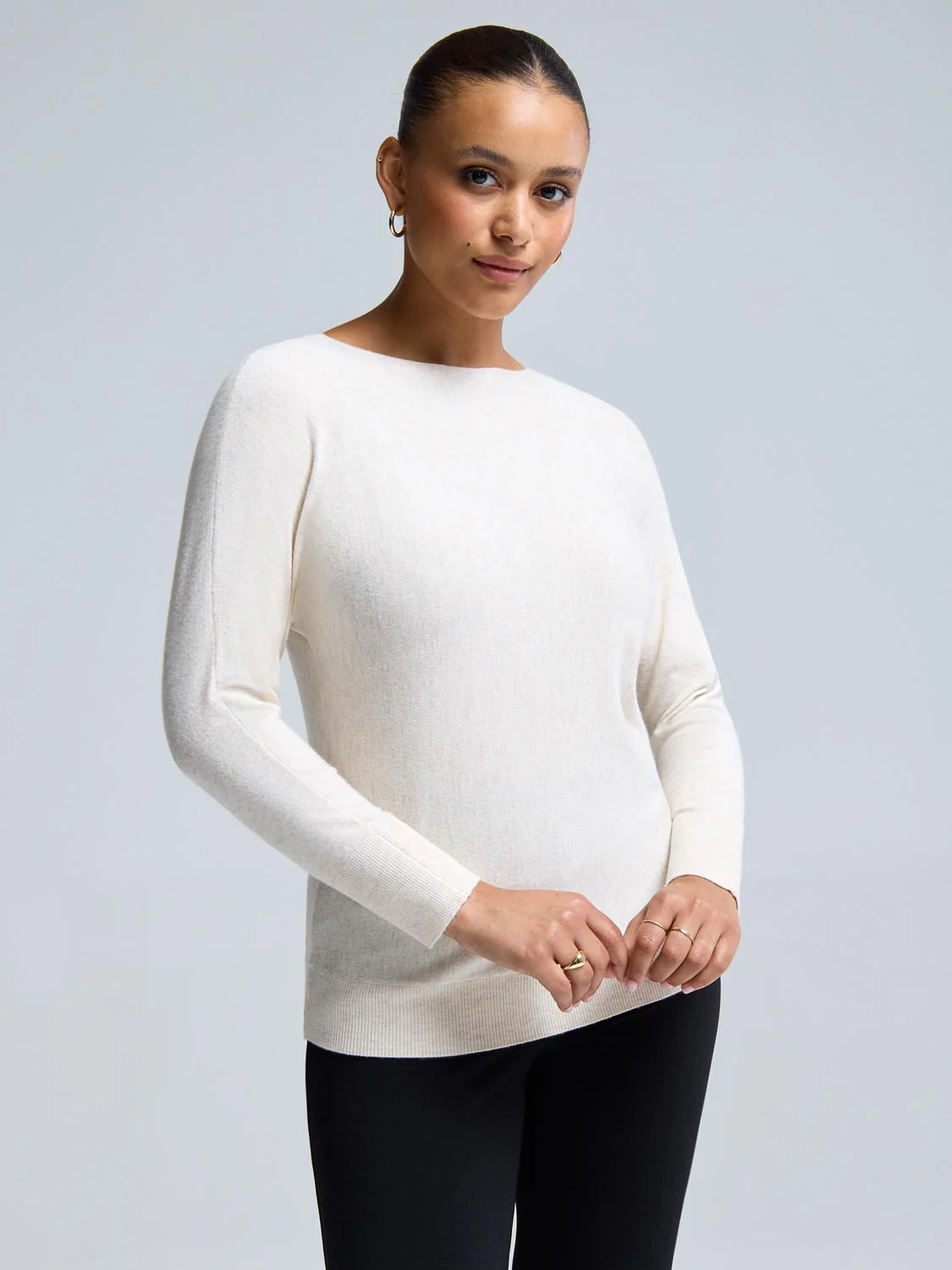 3/4 Dolman Sleeve Boat Neck Sweater - Image 4
