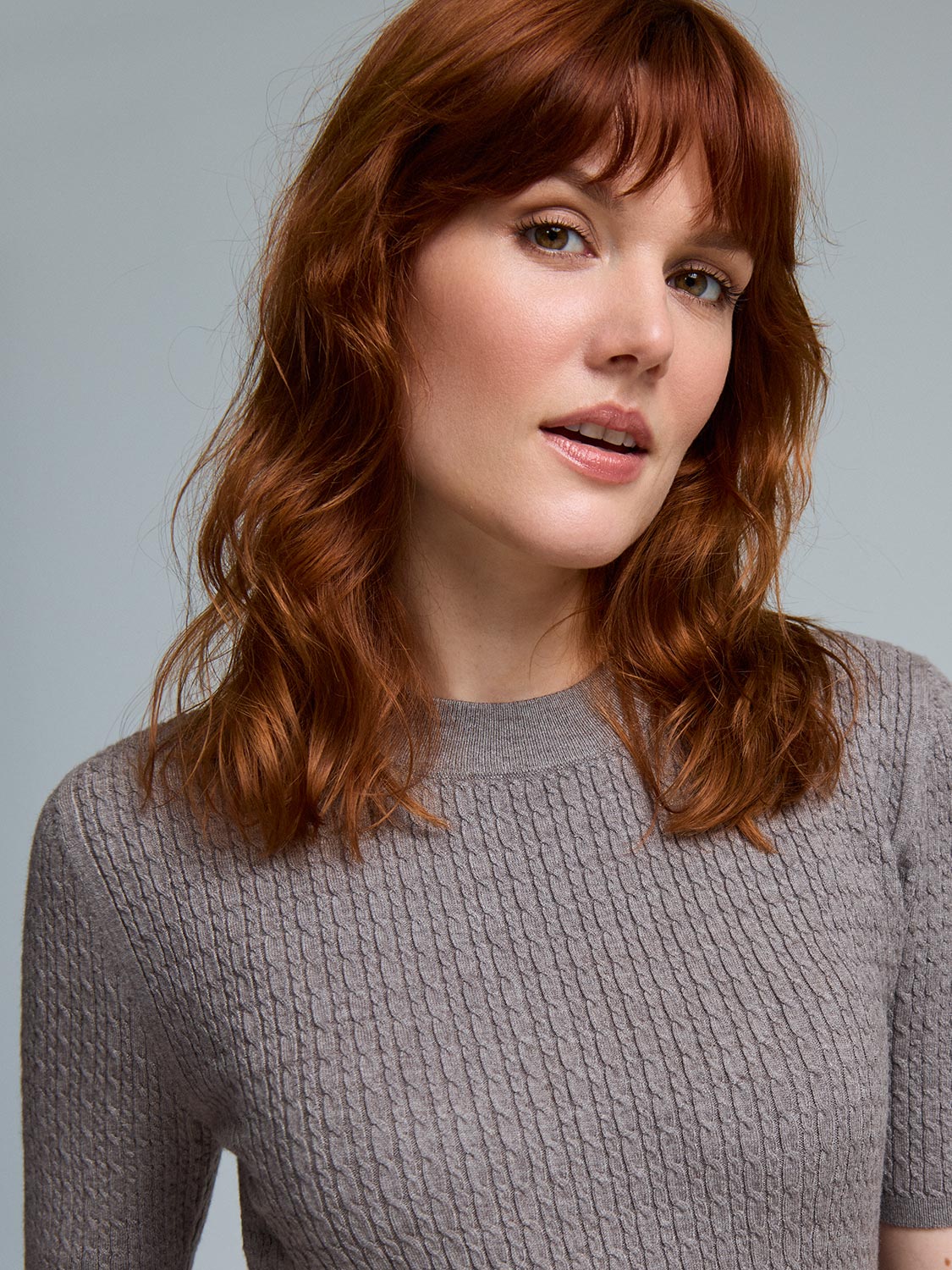 Short Sleeve Cable Knit Sweater - Image 5
