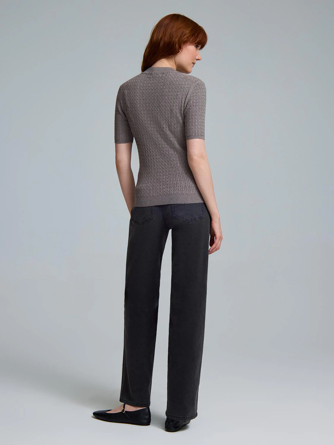 Short Sleeve Cable Knit Sweater - Image 6