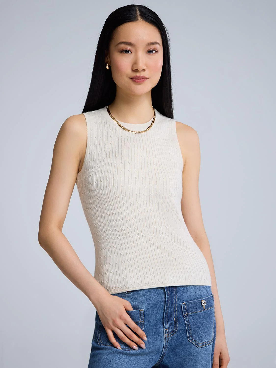 Cable Knit Sleeveless Sweater - Image 5