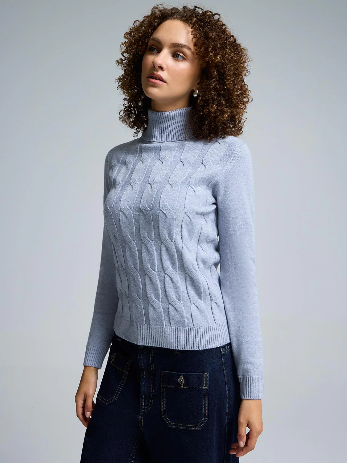 Cable Front Turtleneck Sweater - Image 2