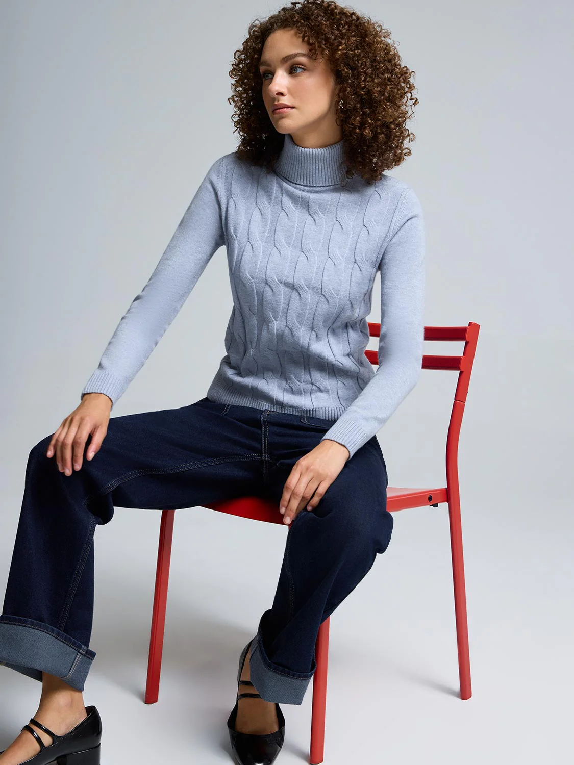Cable Front Turtleneck Sweater - Image 3