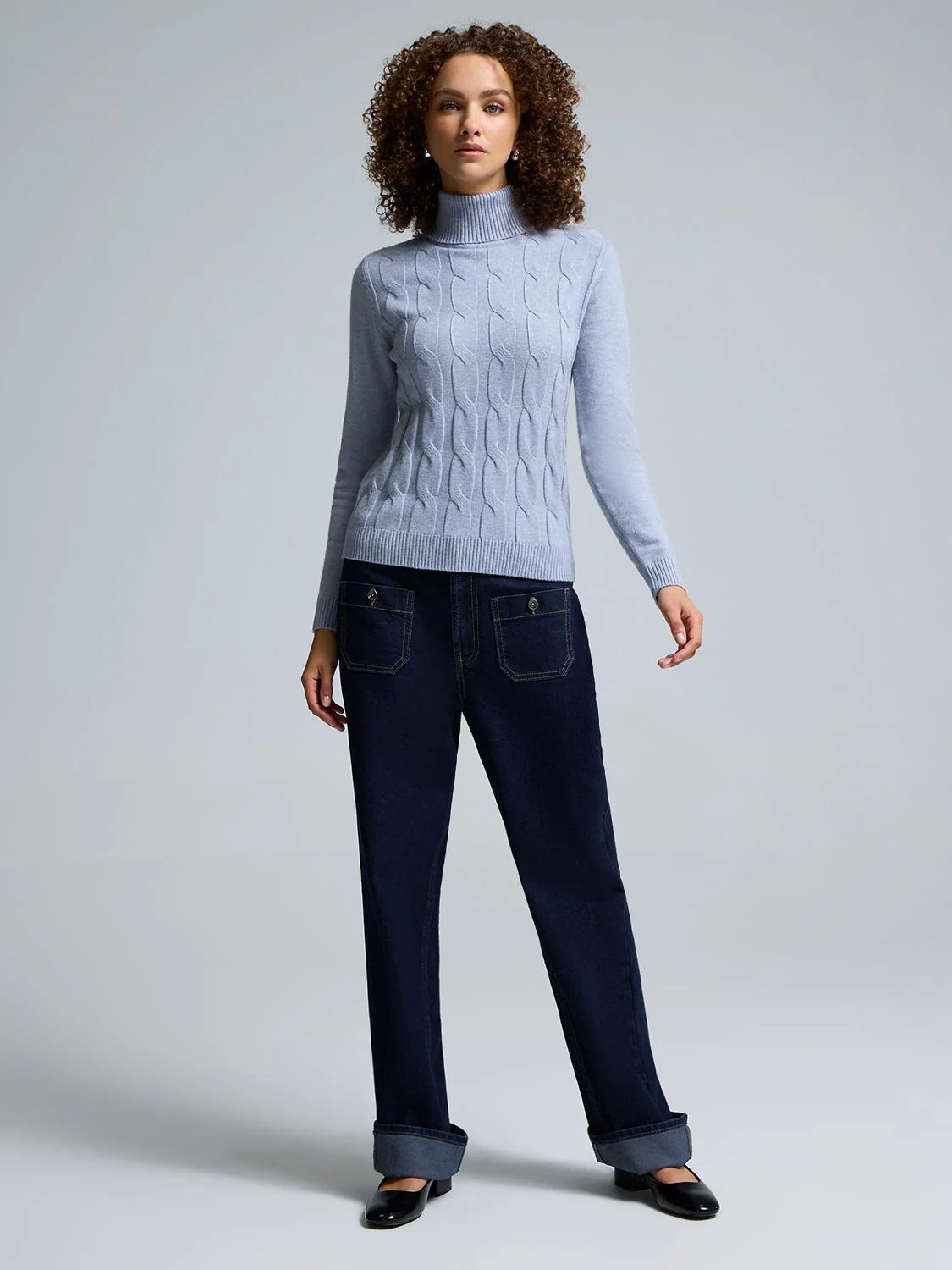 Cable Front Turtleneck Sweater - Image 6