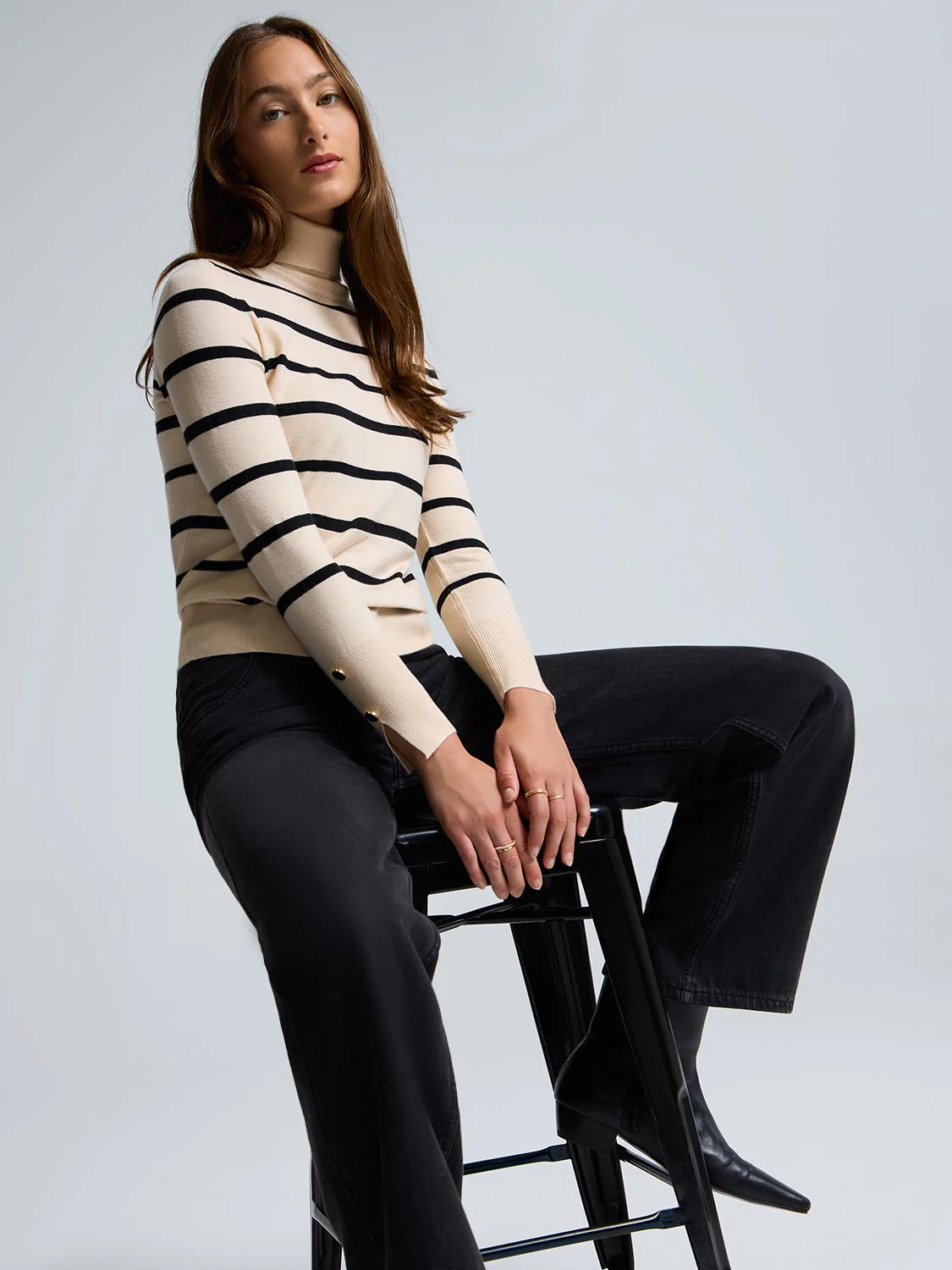 Metallic Striped Turtleneck Sweater - Image 3