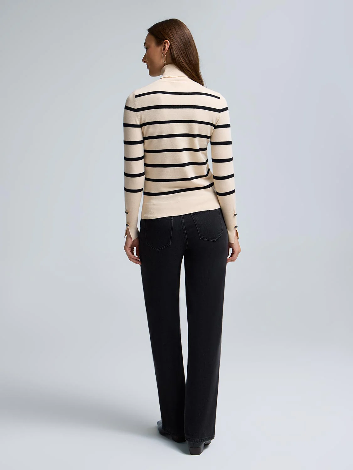 Metallic Striped Turtleneck Sweater - Image 4