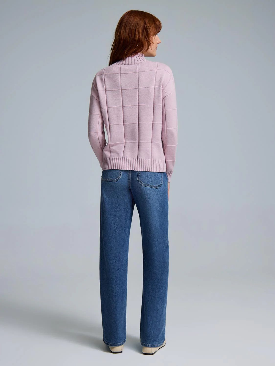 Square Pattern Mock Neck Sweater - Image 4