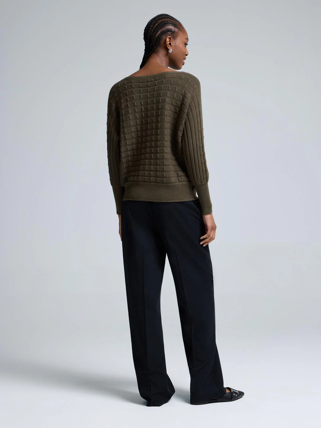 Dolman Sleeve Cable Knit Sweater - Image 3