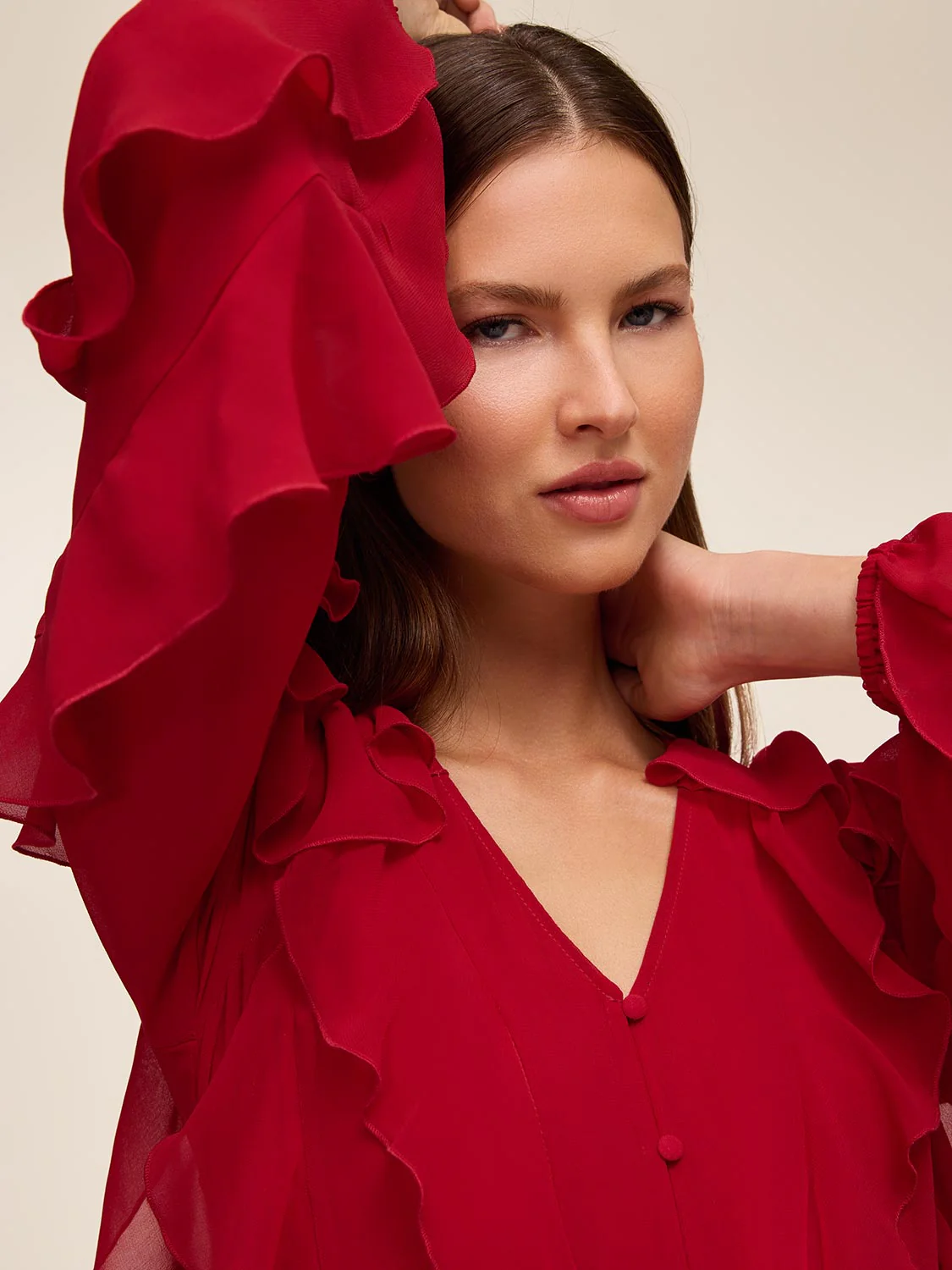 V-Neck Ruffle Blouse - Image 3