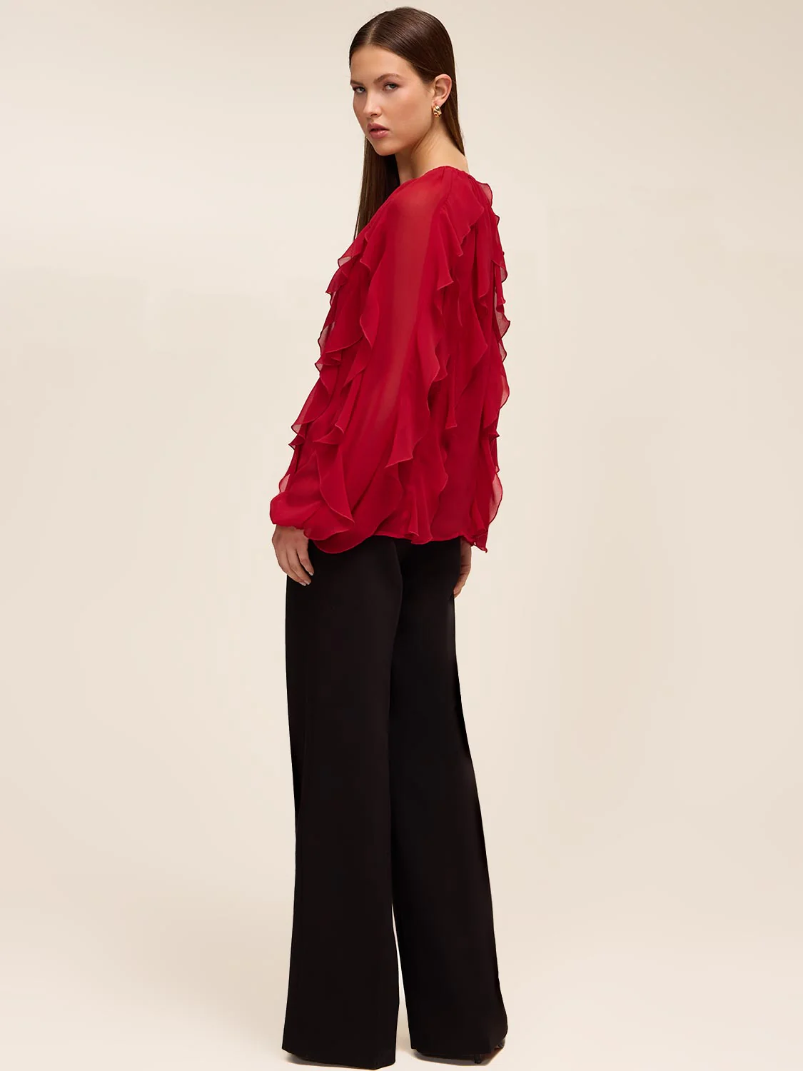 V-Neck Ruffle Blouse - Image 5