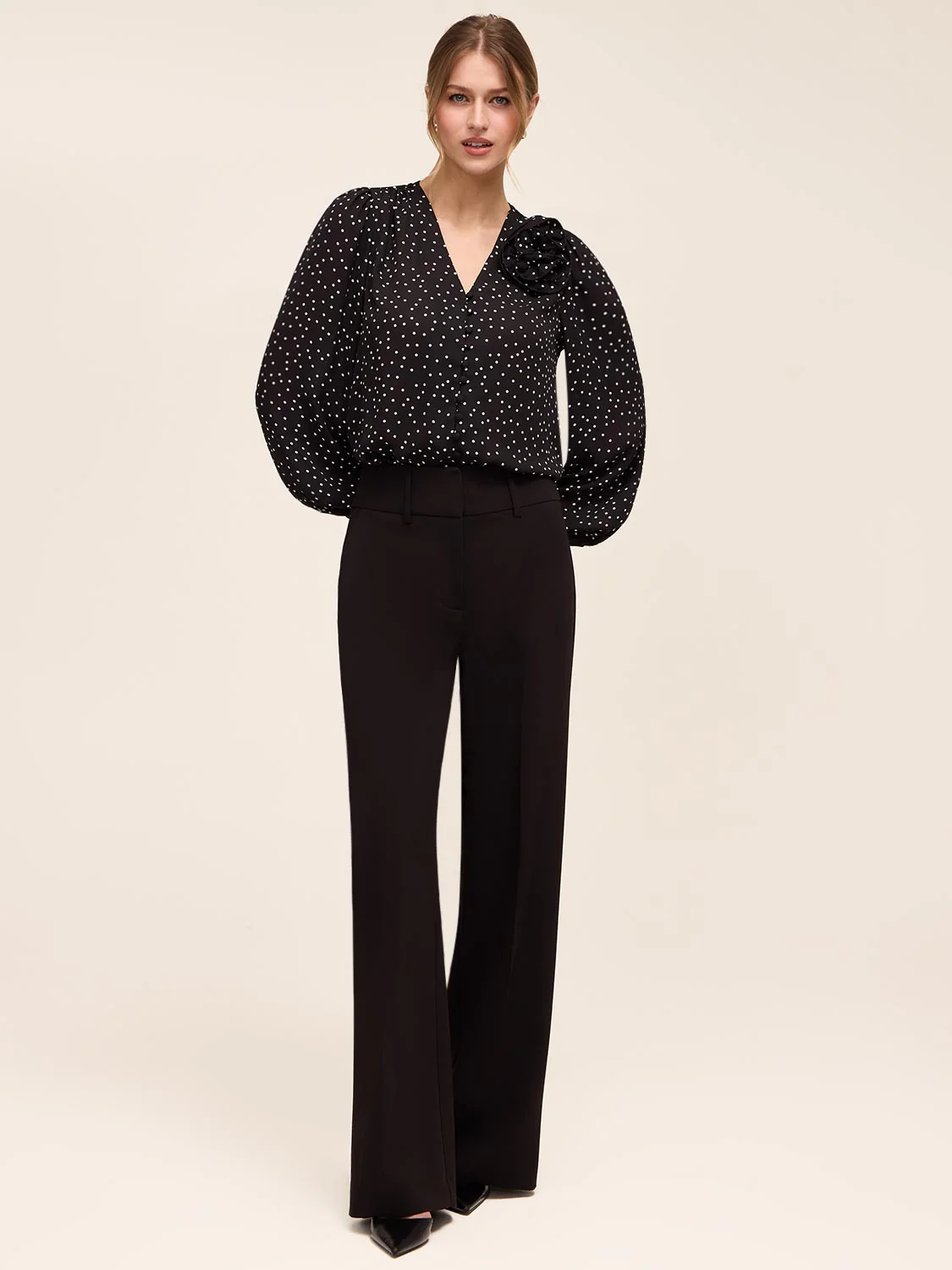 Polka-Dot Blouse With Rosette - Image 5