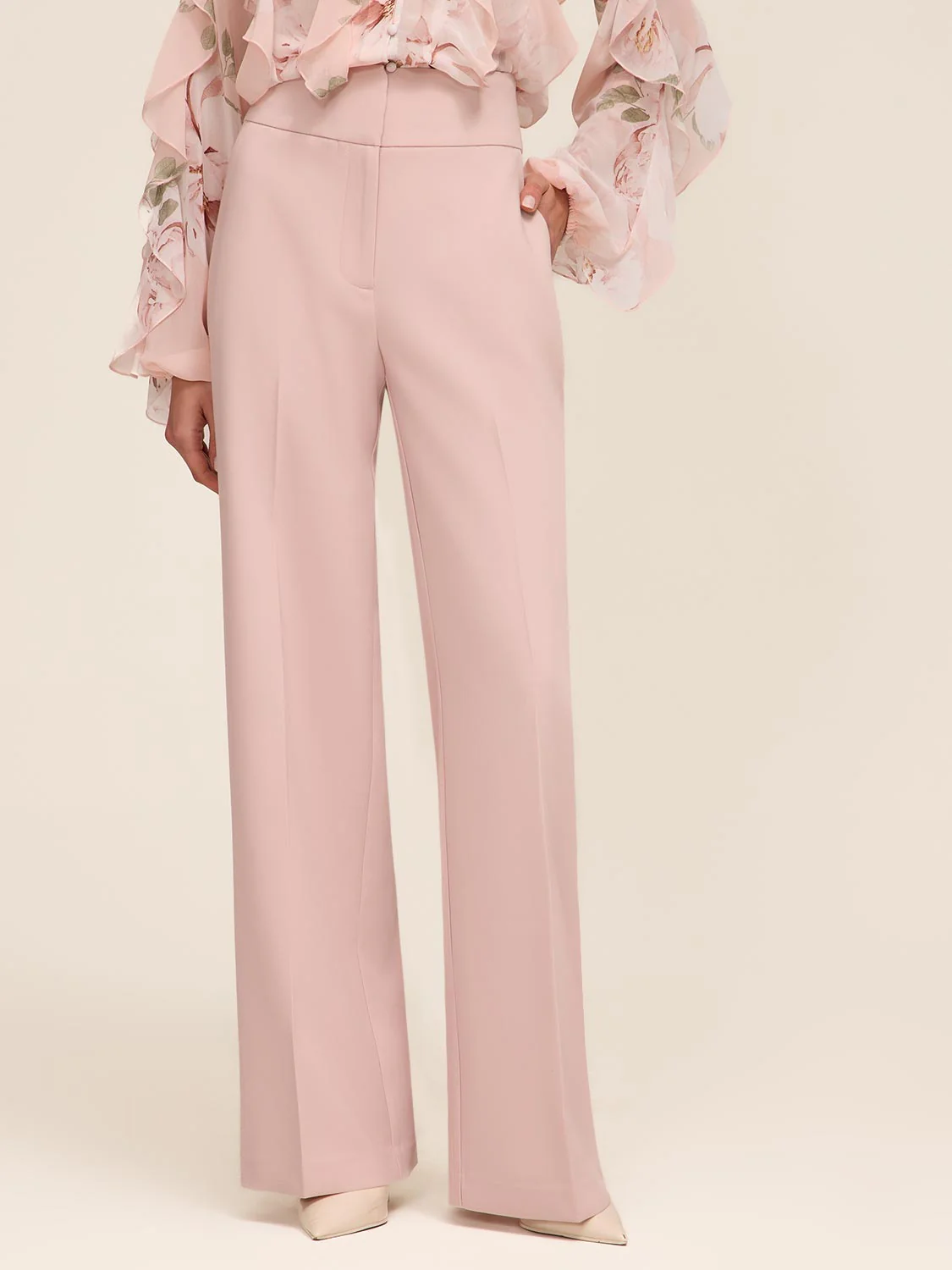 High-Waisted Wide-Leg Soft Pink Pant - Image 2