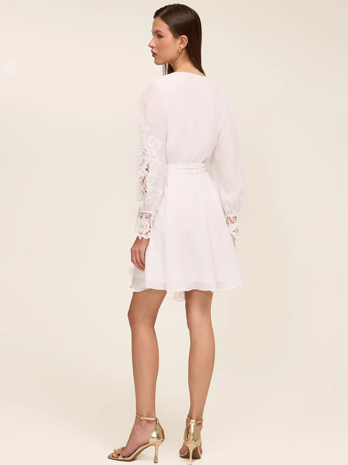 Fit & Flare Mini Dress With Lace Sleeves - Image 5