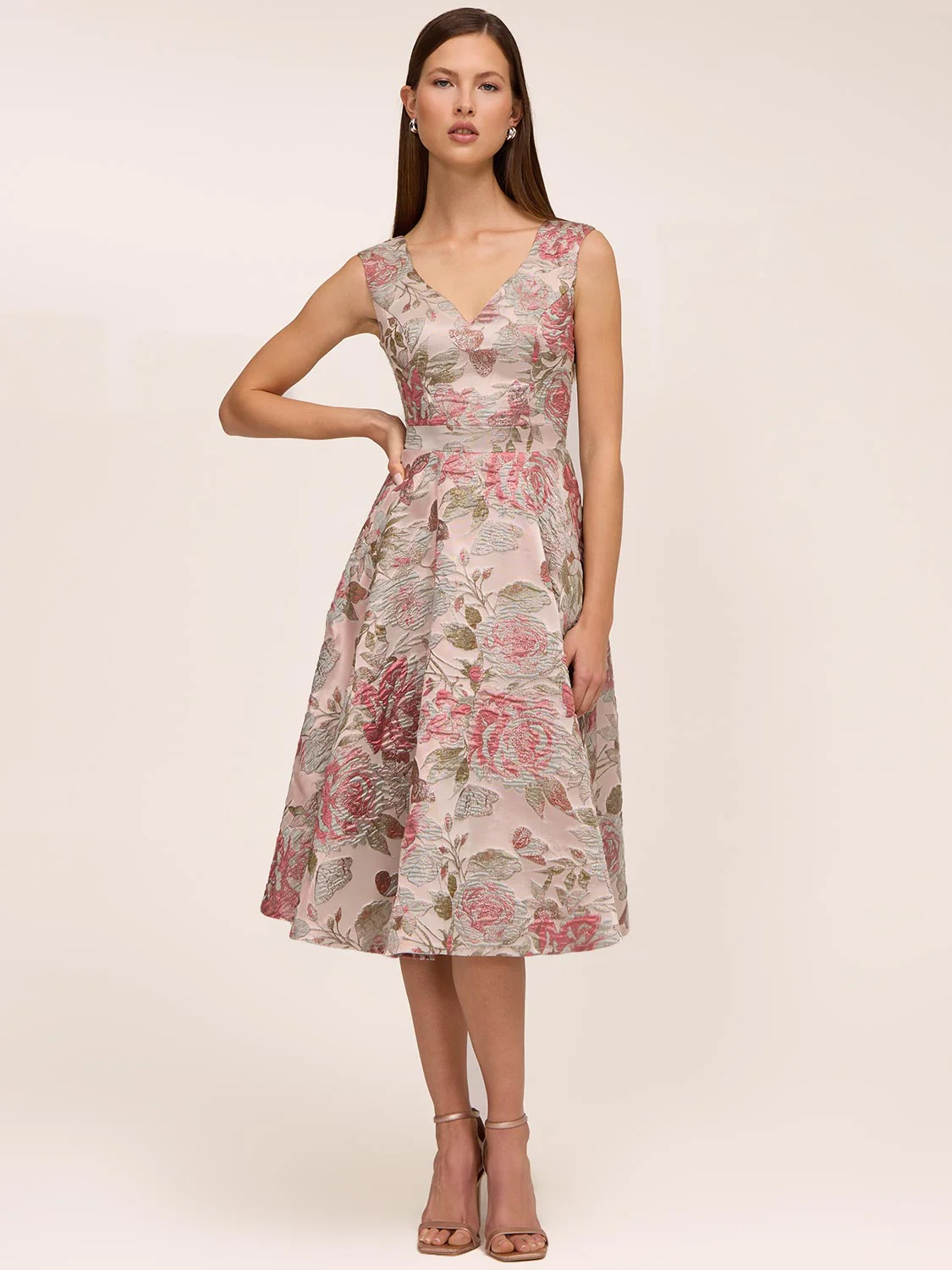 Jacquard Floral Midi Dress - Image 3