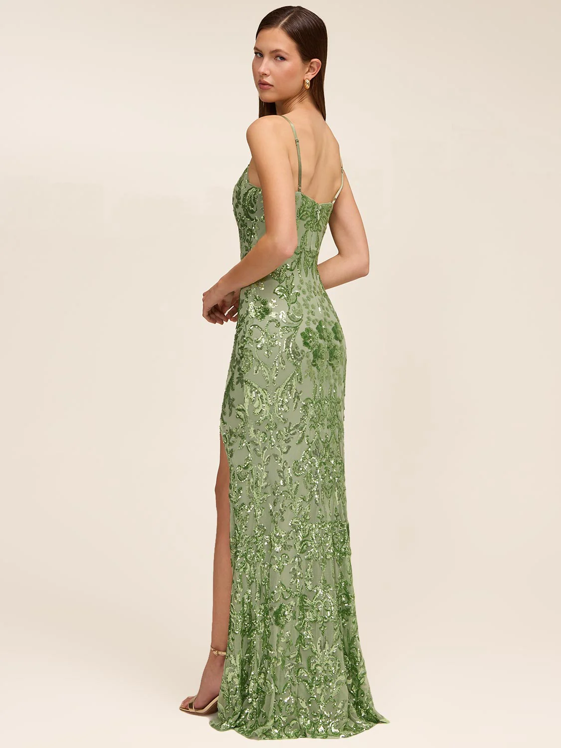 Patterned Sequin Gown - Image 4