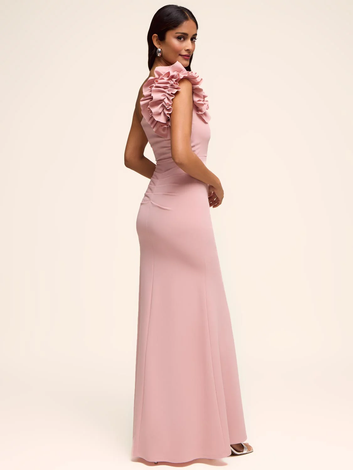 One-Shoulder Gown With Rosette - Image 3