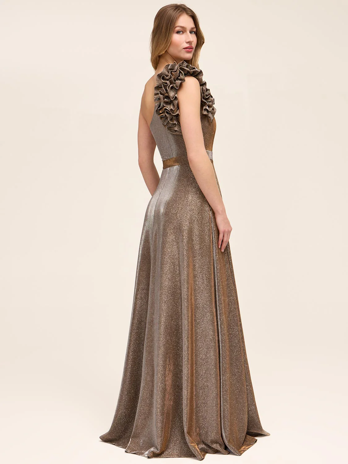 One-Shoulder Metallic Gown - Image 4