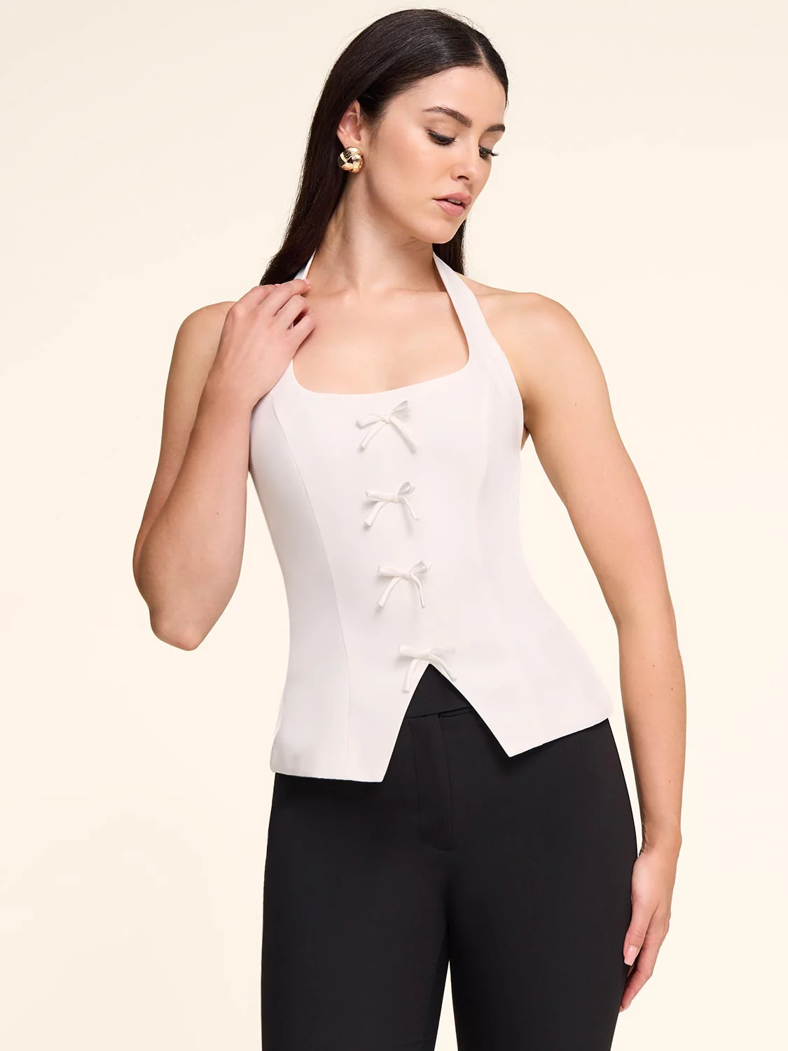 Halter Neck Top With Bows