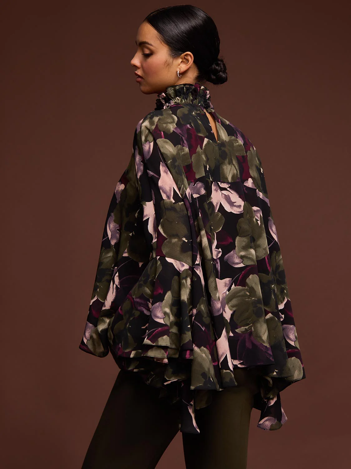 Printed Chiffon Poncho Blouse - Image 6