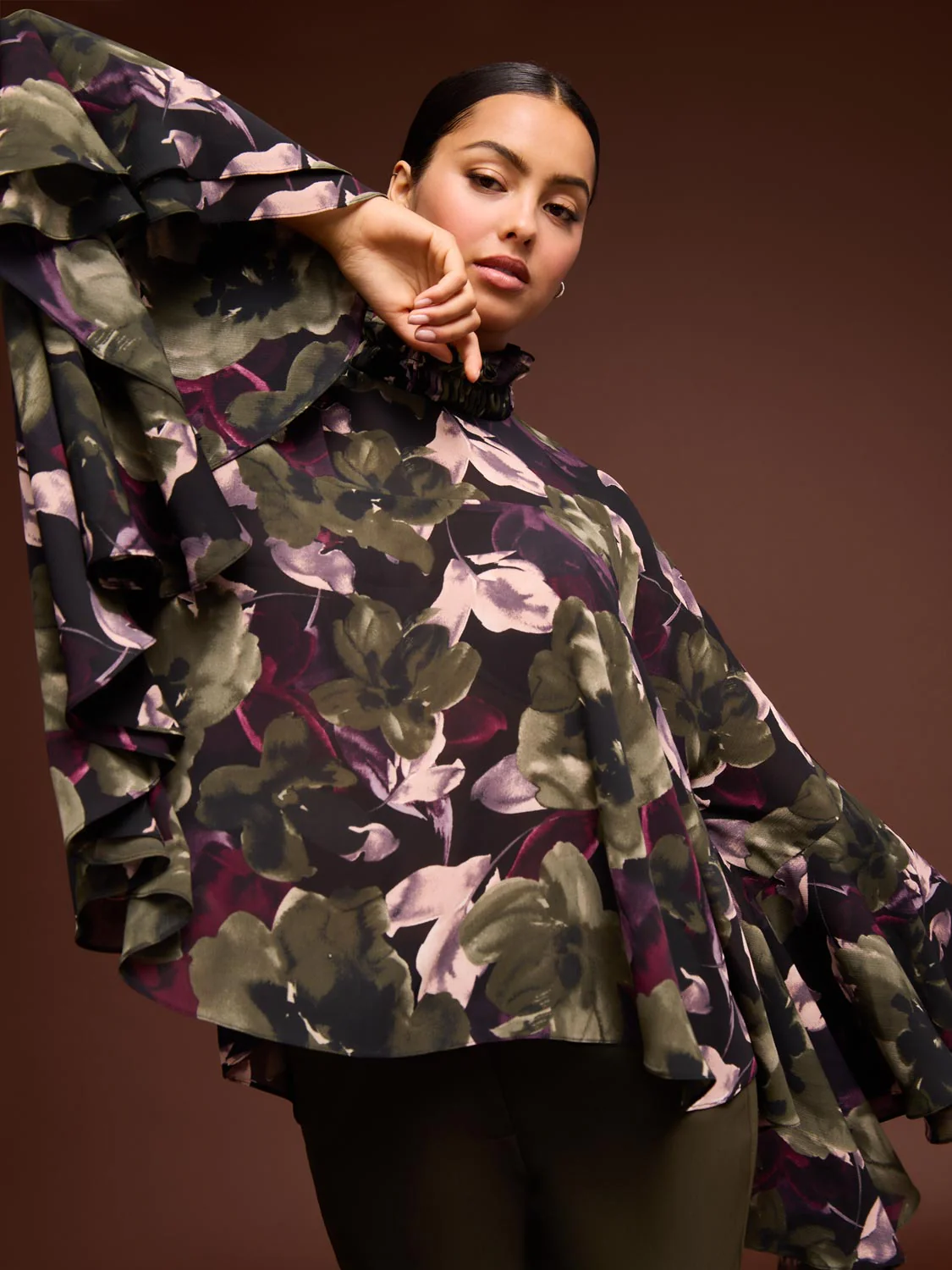 Printed Chiffon Poncho Blouse - Image 8