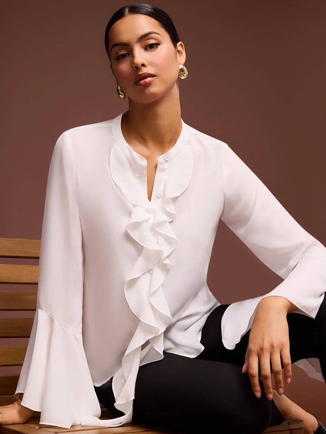 Ruffle Button-Up Blouse - Image 3