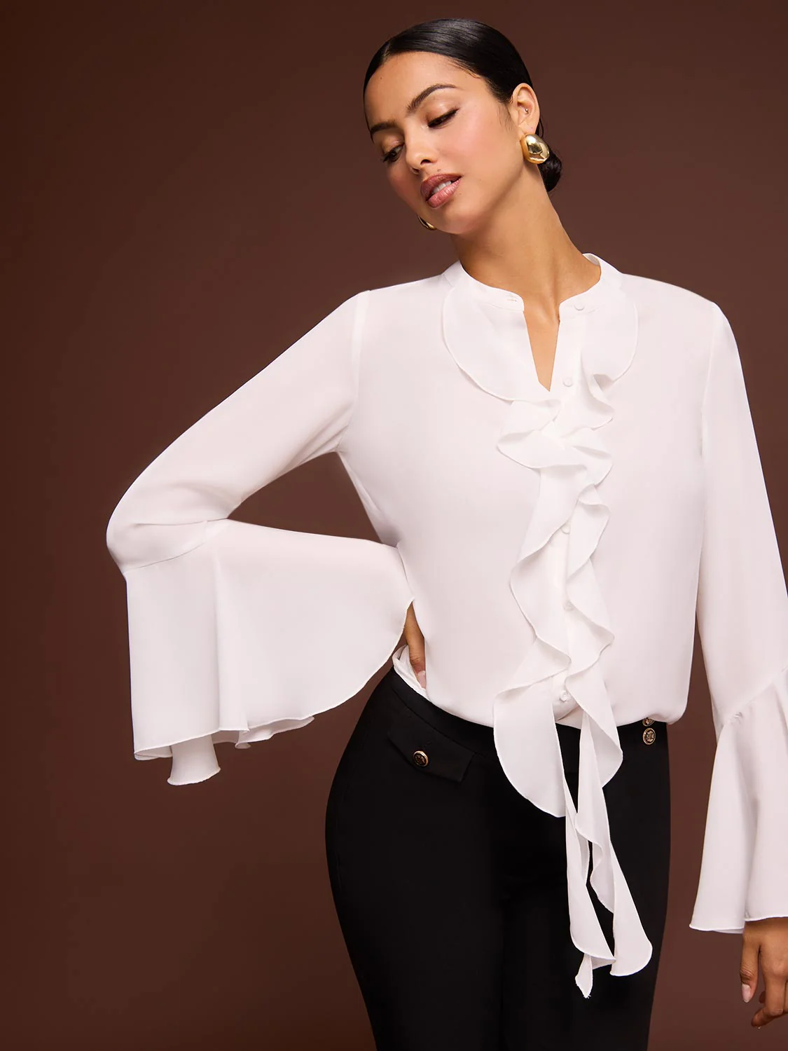 Ruffle Button-Up Blouse - Image 4