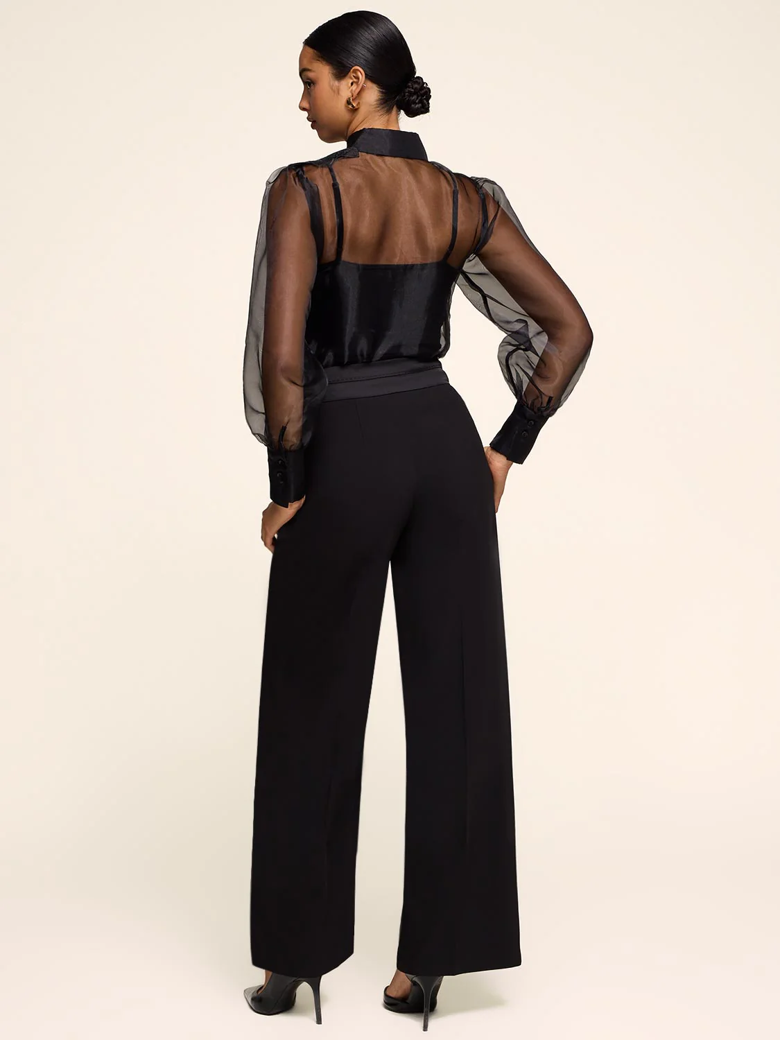 Organza Blouse With Floral Appliqué - Image 4